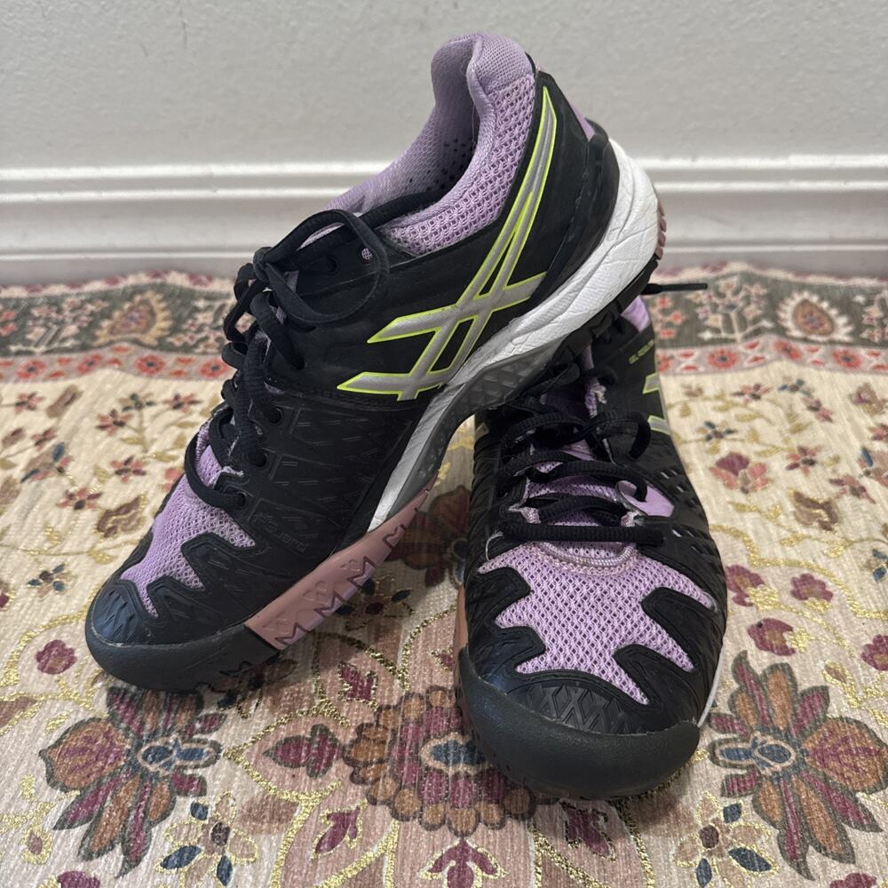 Asics Gel Resolution Athletic‎ Shoe E550Y Women 7.5 Black Lavender Purple